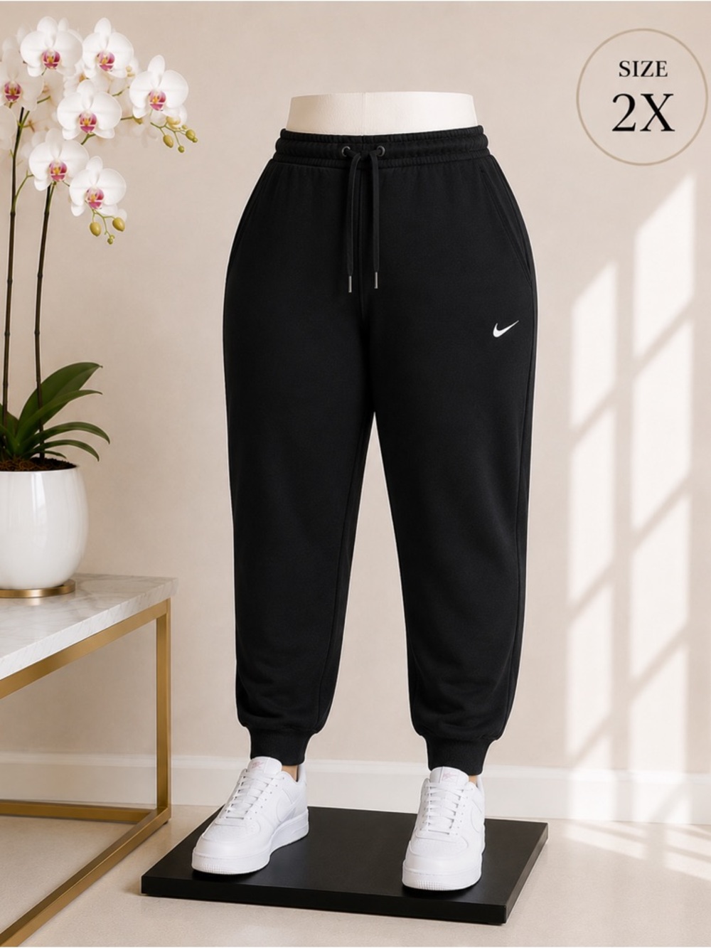 Nike Sportswear Women's Club Fleece Mid-Rise Black Joggers Plus Size 2X NEW
